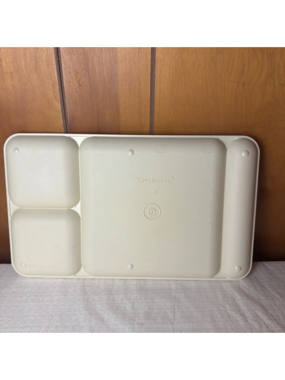 Vintage Tupperware Divided Serving Tray Beige 4 Compartment Organizer Made USA